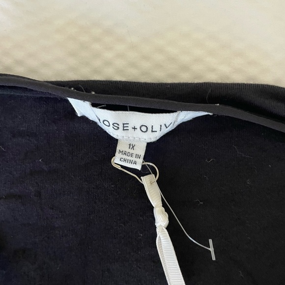 Rose & Olive Mixed Media Black Floral Blouse with Lace Trim - Picture 2 of 7